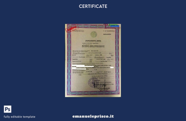 stile verificato Modello di certificato di divorzio del registro indonesiano di 